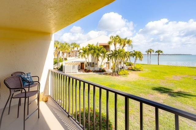 balcony with a water view