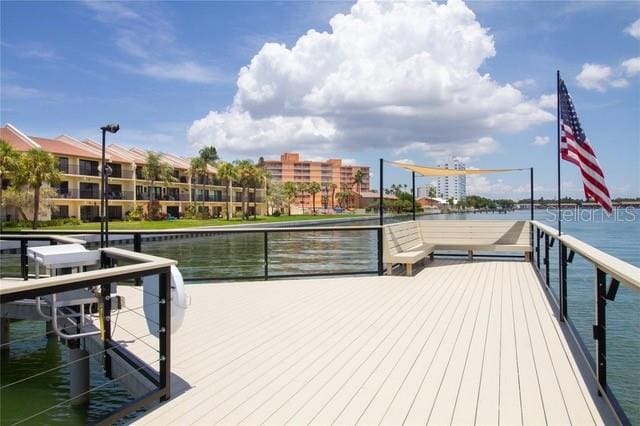 dock area featuring a water view