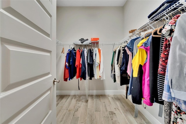 spacious closet featuring hardwood / wood-style flooring