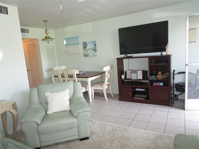 living room featuring light tile patterned floors