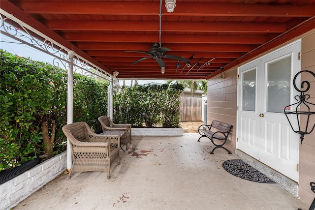 view of patio / terrace with ceiling fan