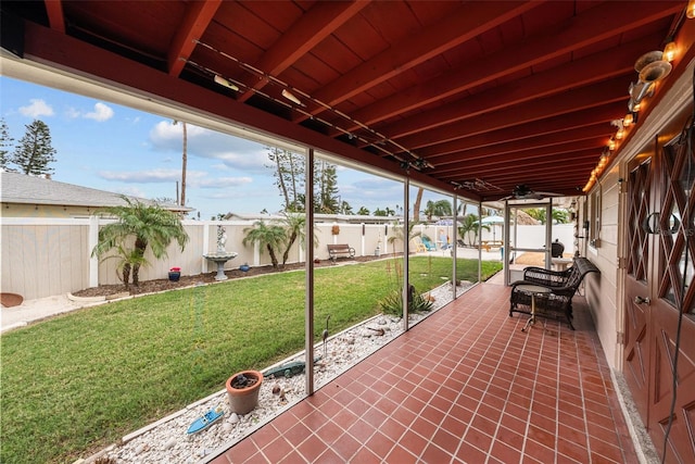 view of patio with ceiling fan