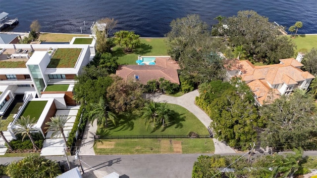 bird's eye view featuring a water view