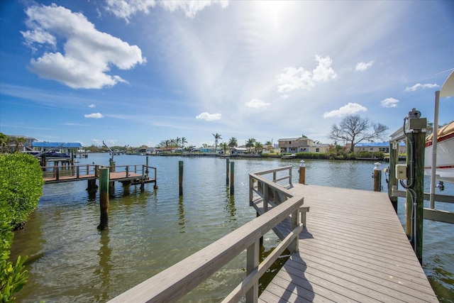 view of dock featuring a water view