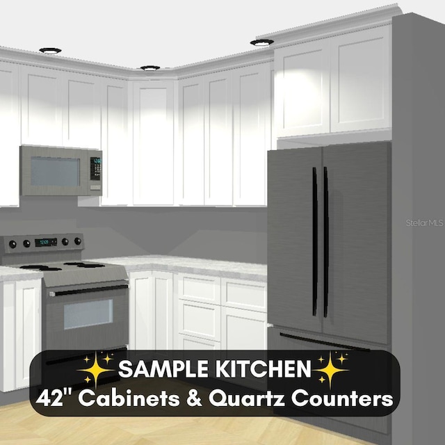 411 S Fremont Ave Unit B, Tampa, FL 33606 - kitchen featuring range with electric stovetop, light countertops, and white cabinets
