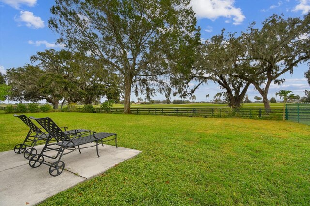 view of yard with a patio and a rural view