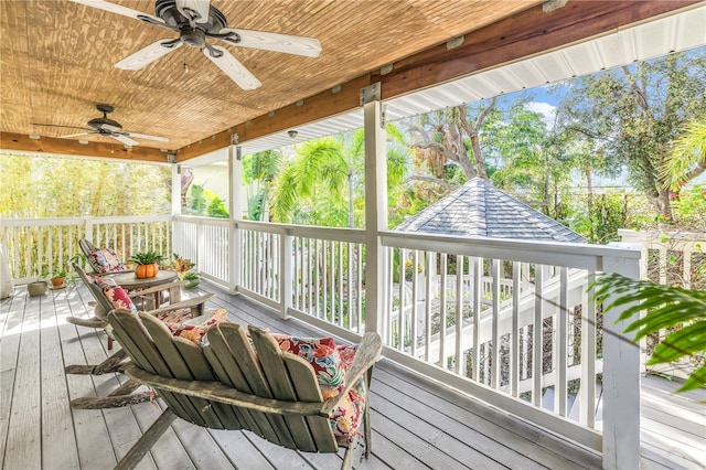 deck featuring ceiling fan