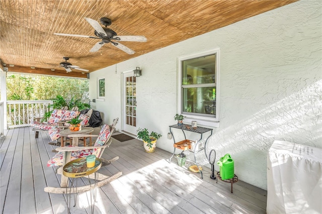 3302 E Maritana Dr, St Pete Beach, FL 33706 - wooden deck featuring ceiling fan