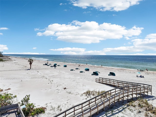 property view of water with a beach view