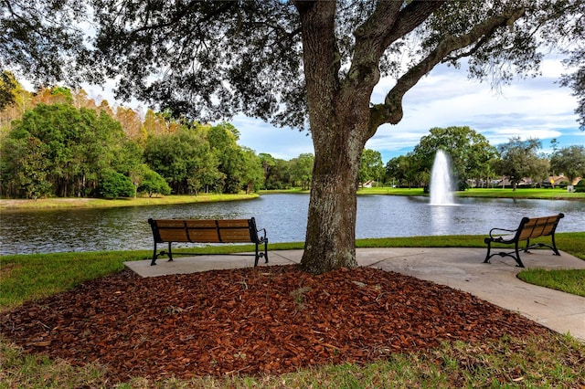 surrounding community with a water view