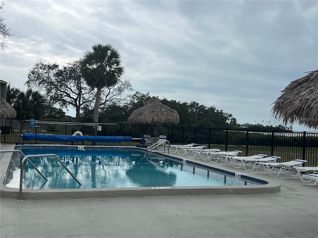 view of pool featuring a patio