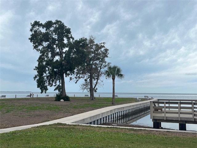 exterior space featuring a water view