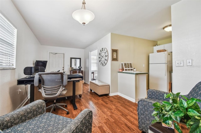 office area featuring dark hardwood / wood-style floors