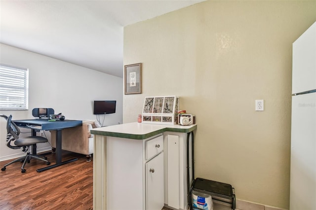 office with dark hardwood / wood-style floors