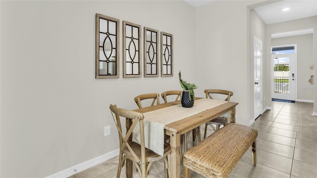 view of tiled dining room