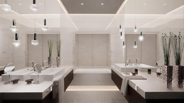 bathroom featuring tile patterned floors and vanity