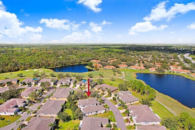 bird's eye view featuring a water view