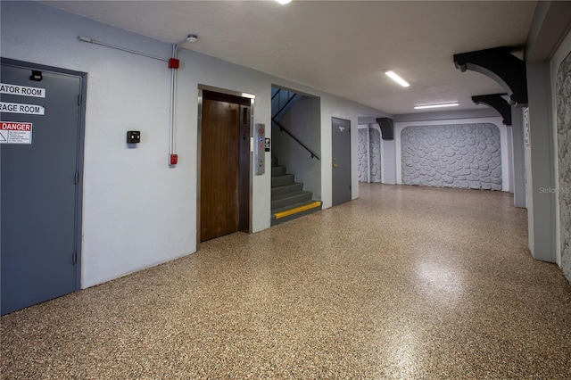 basement with elevator