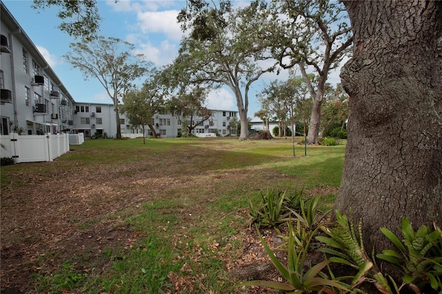 view of yard featuring central air condition unit