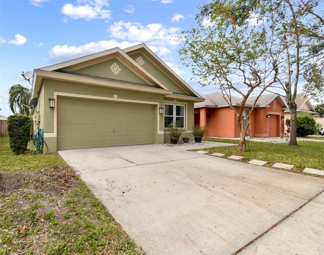 single story home featuring a garage