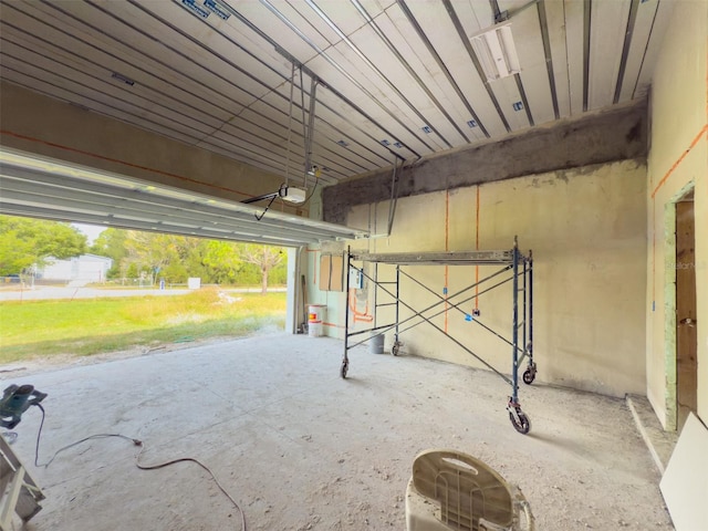 garage with a garage door opener