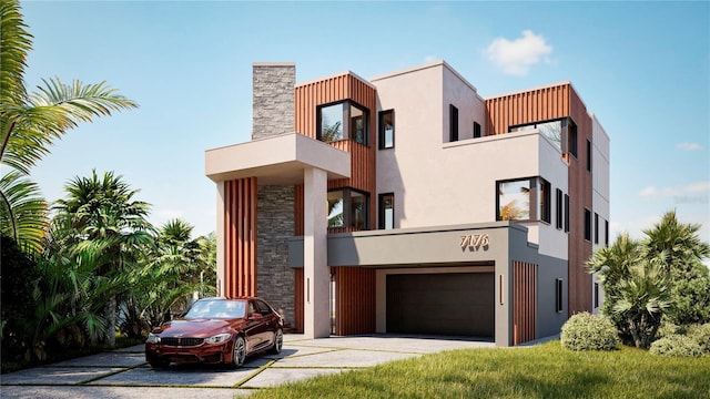 view of front of house featuring a balcony and a garage