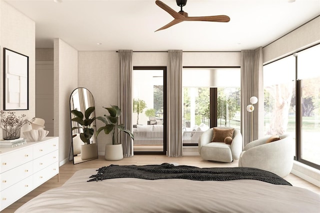 7176 S Shore Dr, South Pasadena, FL 33707 - bedroom with access to outside and wood finished floors
