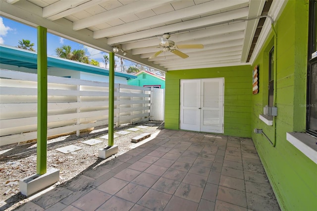 view of patio / terrace featuring ceiling fan