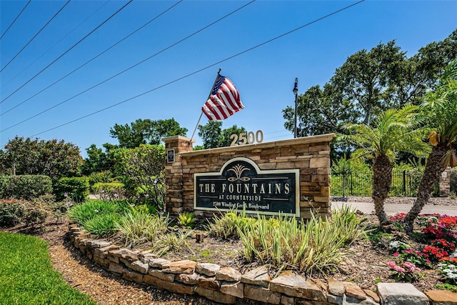 view of community sign