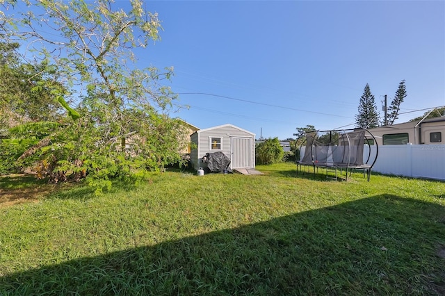 3207 Acacia St, Lutz, FL 33558 - view of yard featuring a storage unit, a trampoline, and an outdoor structure