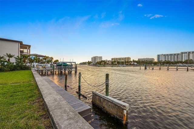 dock area featuring a water view