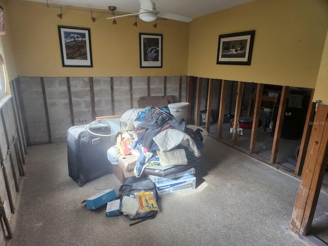 bedroom with carpet flooring and ceiling fan