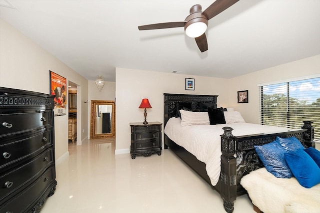 bedroom featuring ceiling fan