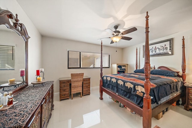 bedroom featuring ceiling fan