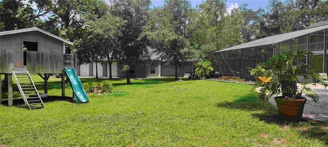 view of yard featuring a playground