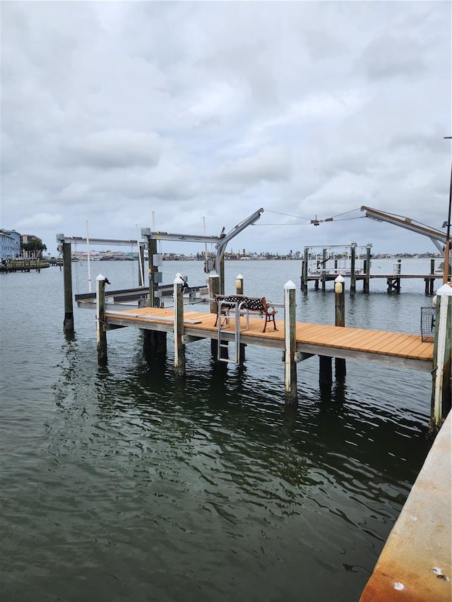 view of dock featuring a water view