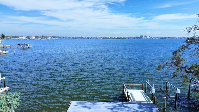 view of dock featuring a water view