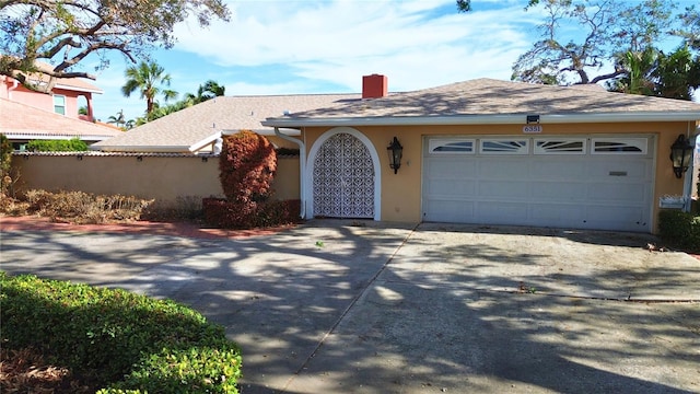 single story home with a garage