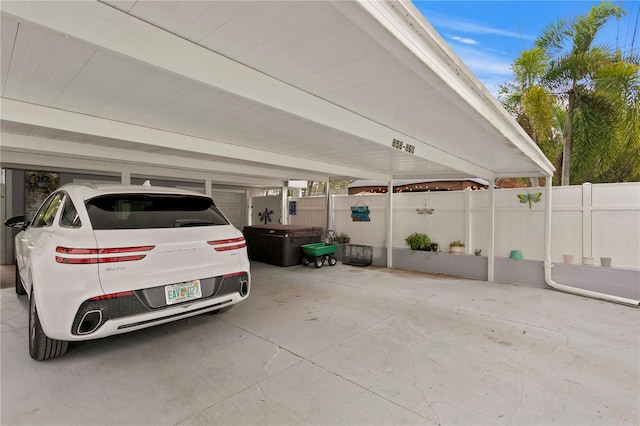 garage with a carport