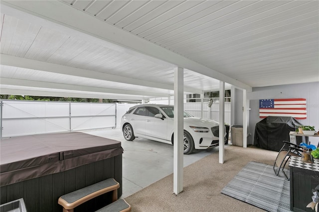 garage with a carport