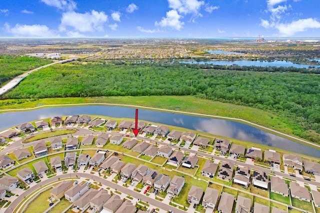 bird's eye view featuring a water view