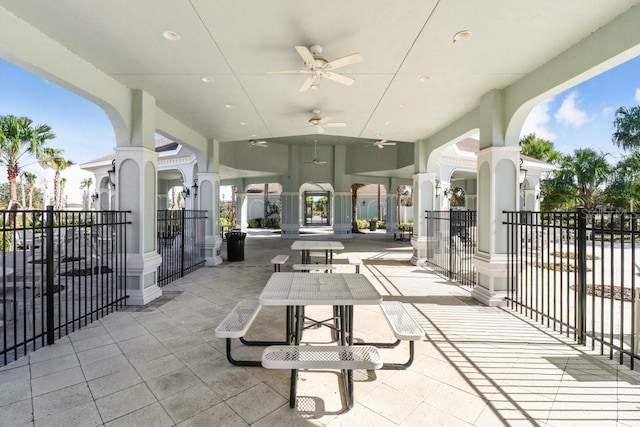 9407 Channing Hill Dr, Ruskin, FL 33573 - view of patio with fence and a ceiling fan
