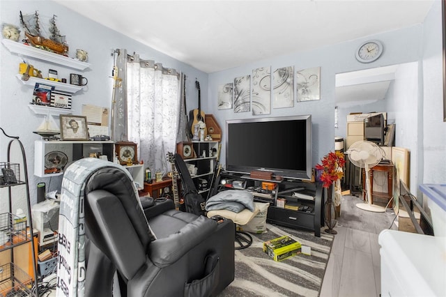 living room featuring light wood-type flooring