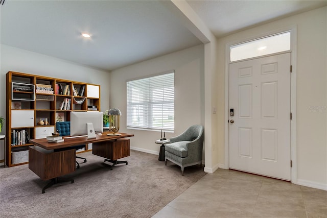 33351 Apricot Tree Ct, Wesley Chapel, FL 33543 - office area with baseboards and light carpet