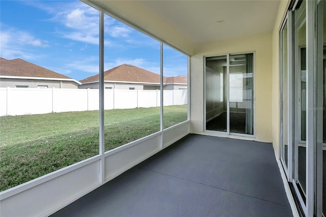 view of unfurnished sunroom