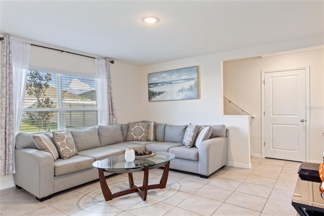 view of tiled living room