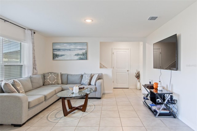 view of tiled living room