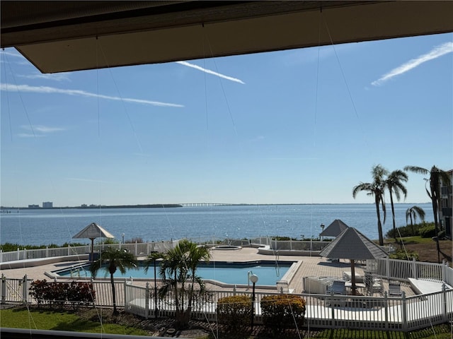 6268 Palma Del Mar Blvd S Unit 215, Saint Petersburg, FL 33715 - community pool with a patio area and a water view