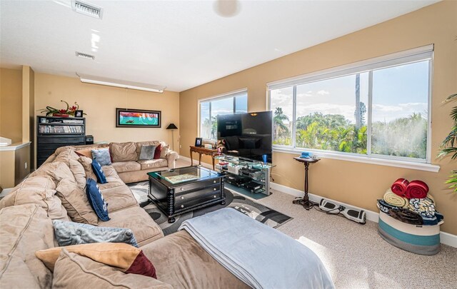 living room with carpet flooring