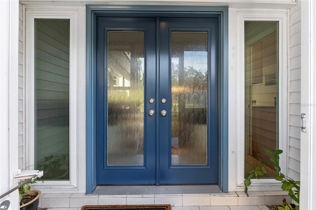 view of exterior entry with french doors